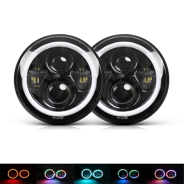 7 inch RGB Halo Headlights Rolling Water Effect