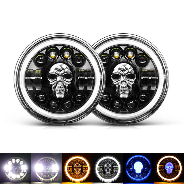 7 inch Skull RGB Led Headlight