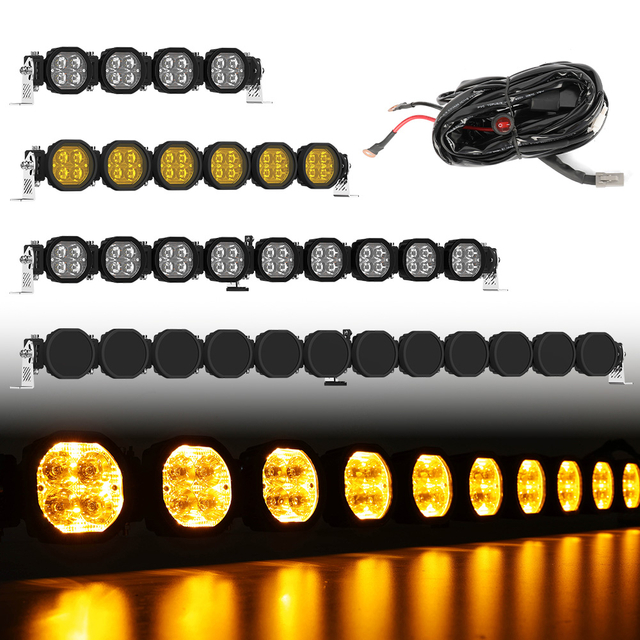 Linkable LED Light Bar with Yellow Backlight and Tripod Reflector 96 LBY030 W BJY