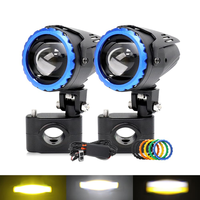 Dual Color Motorcycle LED Auxiliary Light with Magnetic Frames