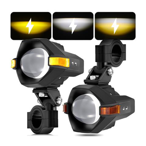 Dual Color High Low Beam Motorcycle Driving Lights With Amber DRL