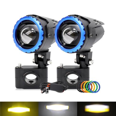 Dual Color Motorcycle LED Auxiliary Light with Magnetic Frames
