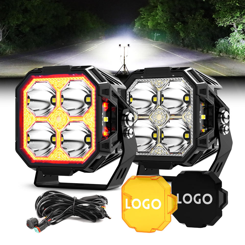 Best 60W Cube Ditch Light Spot Beam Kit Amber Backilt 3 Inch Side Shooter LED Pods for 2014-2022 4Runner for JK JL