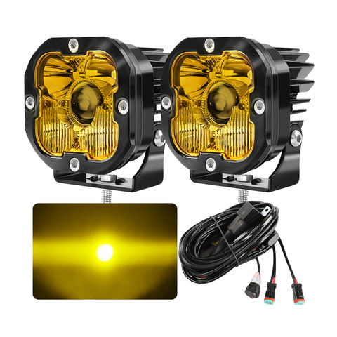 Super Bright 50W Square Cube Amber Hood Lights 3 Inch Ditch Lights Led for 4Runner