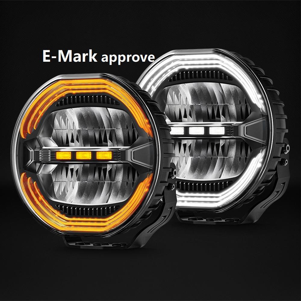 ECE E-mark Heavy Truck Led Extraljus Light White Amber Dynamic DRL 12V 24V Spot Rampe LED Extra Light 9 Inch for Scania DAF MAN