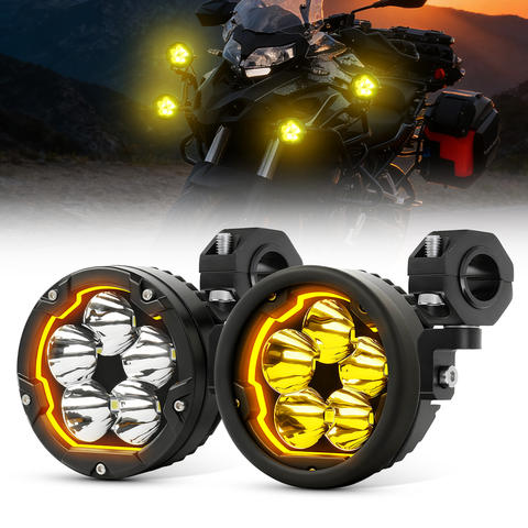 NEW Trends Offroad Motorbike Amber DRL 4.3Inch 5 LED Motorcycle Auxiliary Spotlight Strobe 100w for MT25 Forza 350 with Bracket