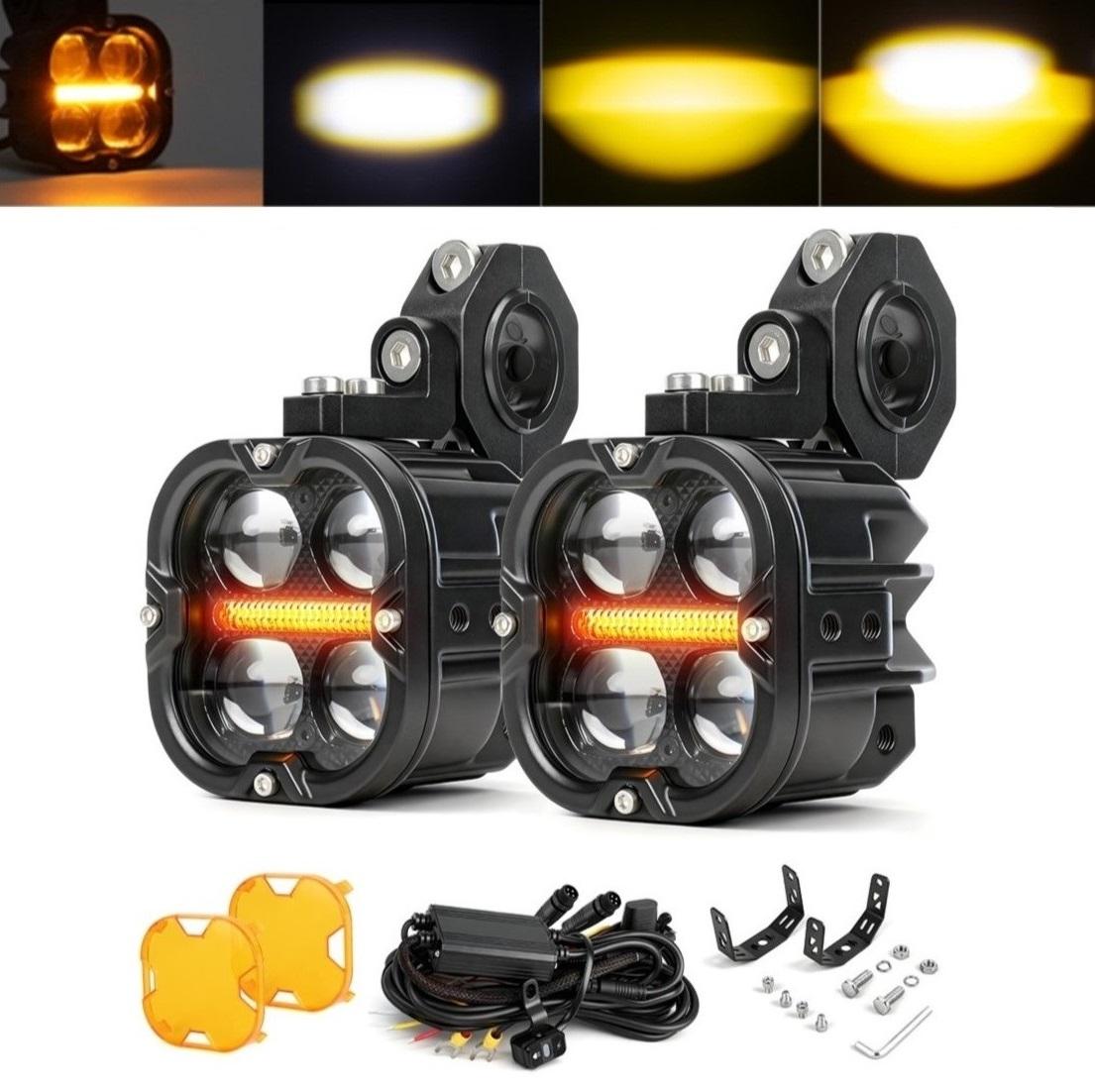 Super Bright High Low Beam Yellow Spotlight Offroad 120W 3 Inch Led Motorcycle Light Fog Auxiliary for GN125 GSX250 R 1300 Gs rs