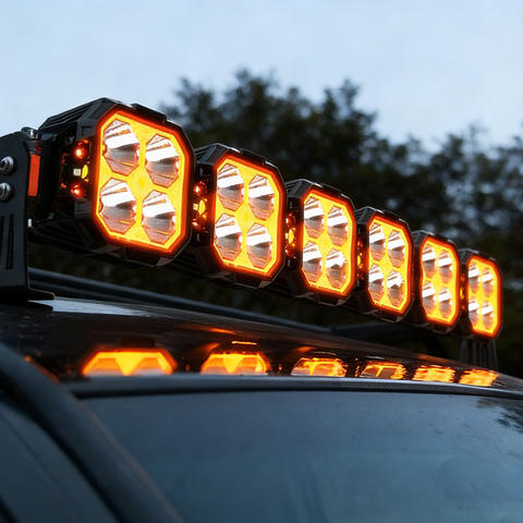 High Power 40/42/48/50/52/54 Inch 12V Modular Linkable Led Amber Strobe Roof Light bar for Car Off-road Truck UTV bar Light 4X4