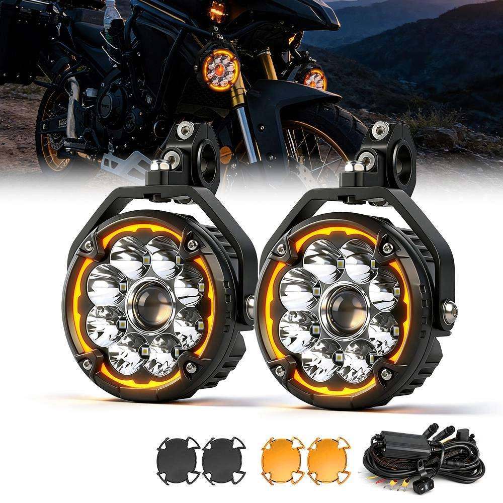 120w Offroad LED Auxiliary Light for Motorcycle 12v 5inch Amber DRL Ip67 Fog Spotlight Strobe for 1250gs ADV Ténéré 700 MT07