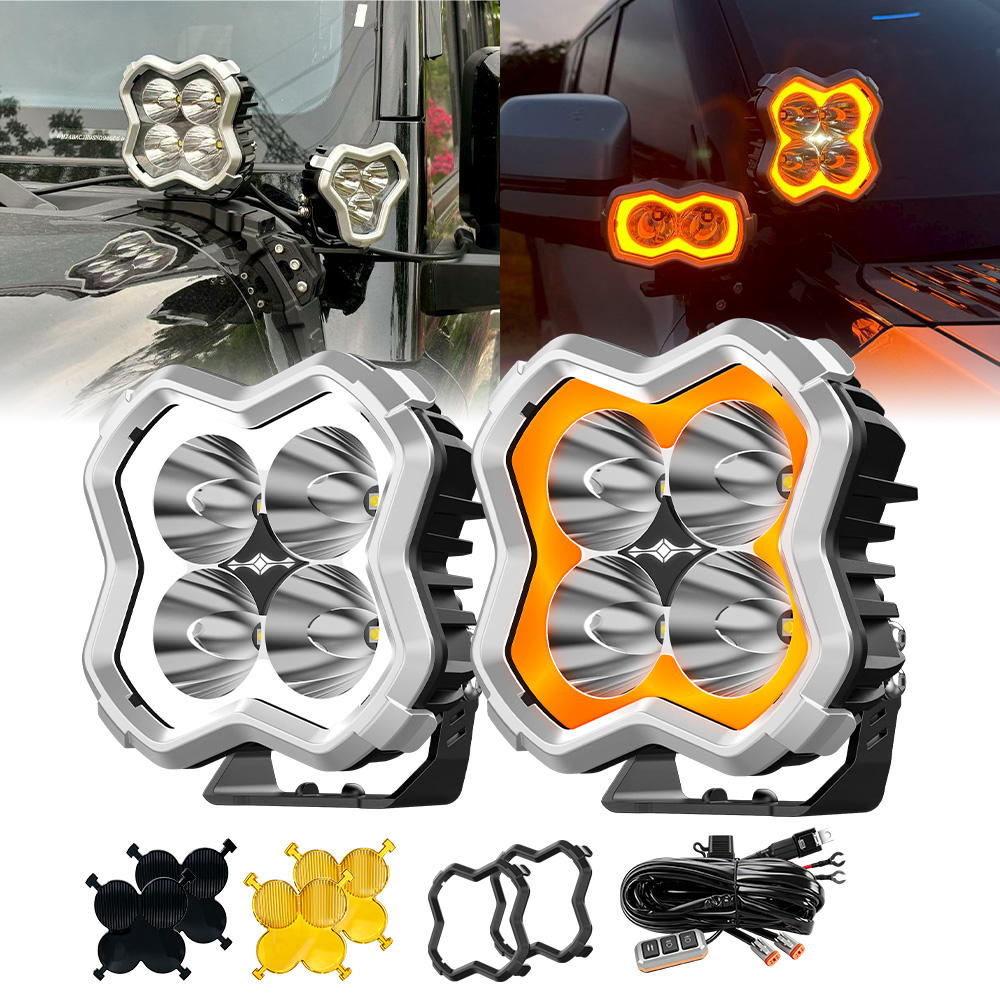 2026 Newest 17600LM 152W White DRL Amber Chasing 4X4 Off-Road 5 Inch Cowl Mount Lights Ditch Lights for Jeep Tacoma
