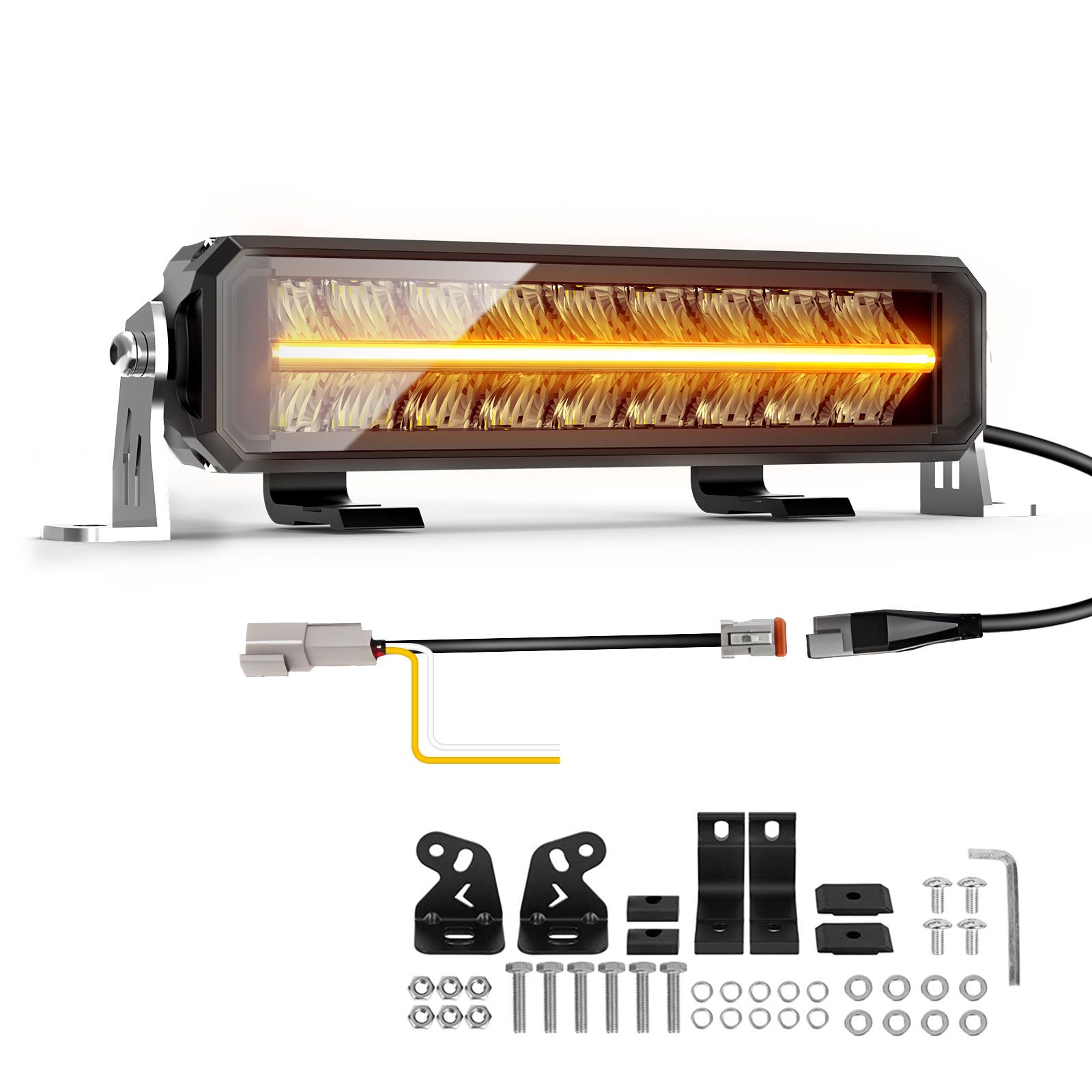 High Power CE Marine Led Light Offroad Bar with Day Time Running Super Bright Dual Row DRL 4X4 Led Light bar Amber
